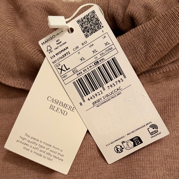 Mango Medium Tan Fine-Knit Turtleneck Sweater/NWT/XL - Picture 8 of 15